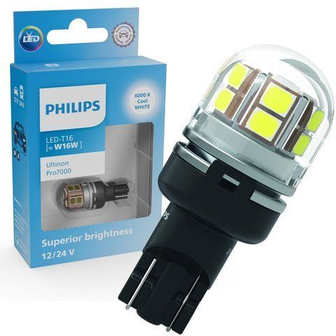 Автолампа світлодіодна W16W LED 12/24V 2.5/2.7W 6000K W2,1X9,5D / LED-WHITE ULTINON PRO7000 / ХОЛОДНЕ БІЛЕ СВІТЛО / 1ШТ. BLISTER 11067CU70X1 фото товара