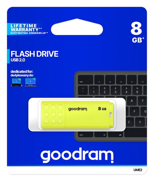 Флеш-накопичувач USB 8GB GOODRAM UME2 Yellow (UME2-0080Y0R11) UME2-0080Y0R11 фото