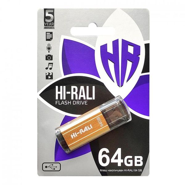 Флеш-накопичувач USB 64GB Hi-Rali Stark Series Gold (HI-64GBSTGD) HI-64GBSTGD фото