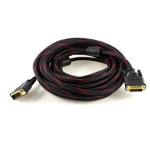 Кабель Merlion Dvi-Dvi 3.0m, 2 ФЕРИТ, обплетення, Black / Red, 24 / 24pin, (Пакет) Q100 YT-DVI(M)/(M)NY/RD-3.0m фото