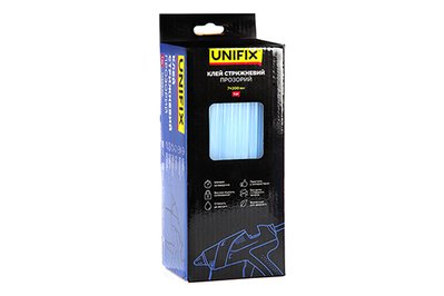 Клей стрижневий прозорий 7.0х200мм 1кг (116 шт) (коробок) UNIFIX 951453 фото