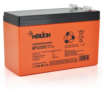 Акумуляторна батарея Merlion 12V 7.2AH Orange (GP1272F2PREMIUM/02350) AGM GP1272F2PREMIUM/02350 фото
