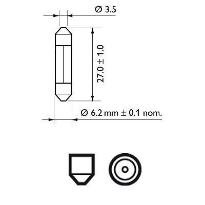Автолампа Philips C3W 12V 3W 28MM SV6 / FESTOON / КРАТН. X10 12818CP фото товара