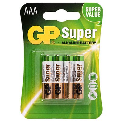 Батарейка GP SUPER ALKALINE 1.5V 24A-U4 лужна, LR03, AAA (4891199000058) 4891199000058 фото