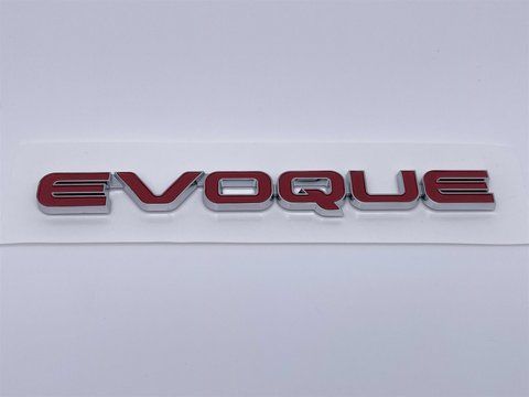 Емблема напис шильдик логотип EVOQUE Range Rover (Ренж Ровер) Land Rover (Ленд Ровер) (Хром + червоний) lr019/1 фото товару