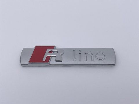 Эмблема шильдик логотип значок надпись R Line крыльев Audi (Ауди) 71*15мм (Серый+красный) Металл au049 фото товара