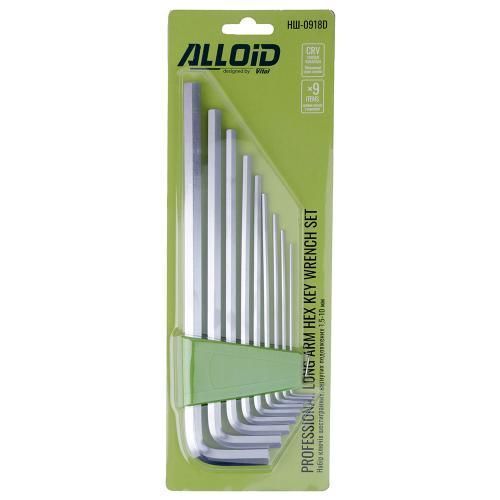 Alloid. Набор ключей шестигранных, изогнутых удлинённых. 9 пр. 1,5-10 мм. (НШ-0918D) HS-0918D фото товара