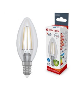 Лампа світлодіодна свічка ретро Electrum Filament 4W E14 4000K (A-LC-1367) A-LC-1367 фото