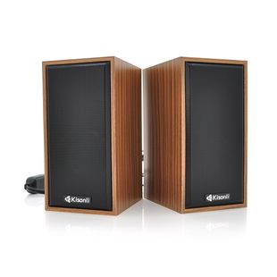 Колонки 2.0 Kisonli T-002A для ПК і ноутбука, USB + 3.5mm, 2x3W, 20Hz- 20KHz, Brown, BOX, Q30 T-002A фото