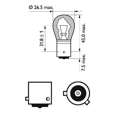 Лампа розжарювання PY21W 12V 21W BAU15s STANDARD (вир-во Philips) 12496NACP фото