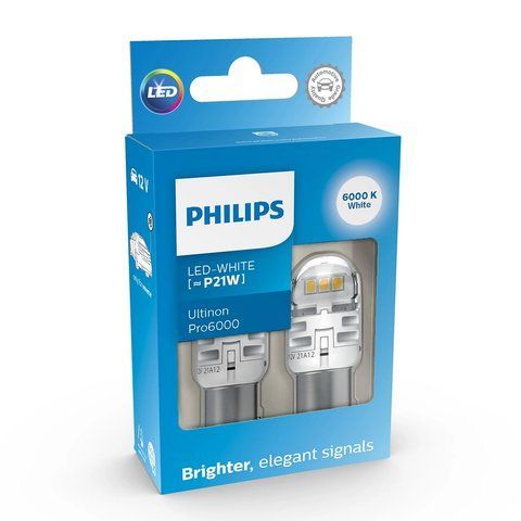 Автолампа світлодіодна P21W LED 12V 1.75W 6000K BA15S / LED WHITE ULTINON PRO6000 / ХОЛОДНЕ БІЛЕ СВІТЛО / 2ШТ. BLISTER 11498CU60X2 фото товара