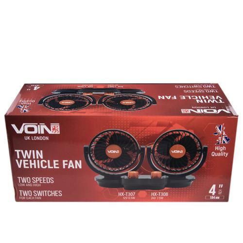 Вентилятор VOin HX-T307 4" 12V 6.5W двойной две скорости/две регулировки (HX-T307) HX-T307 фото
