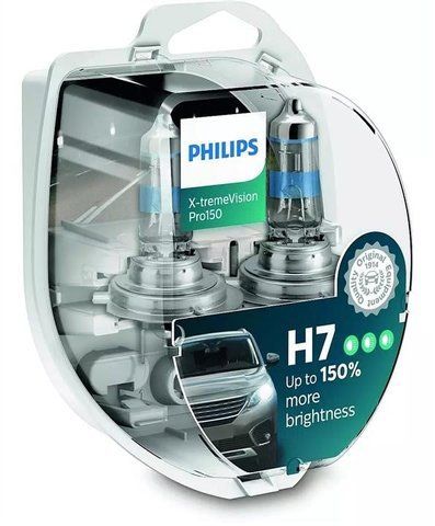 Автолампа галогенова H7 12V 55W PX26D X-TREMEVISION PRO150 - НА 150% ЗБІЛЬШЕНИЙ СВІТЛОВИЙ ПОТІК 2ШТ. BOX 12972XVPS2 фото товара