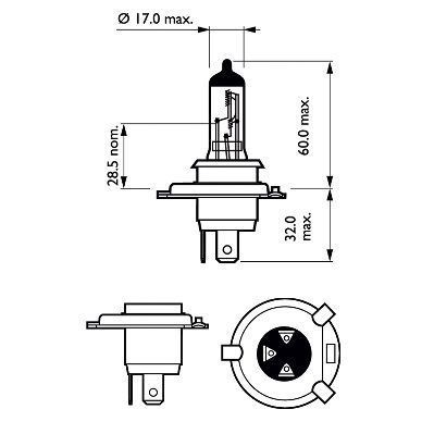 Автолампа Philips H4 12V 60/55W P43T-38 / X-TREME VISION MOTO - НА 100% ЗБІЛЬШЕНИЙ СВІТЛОВИЙ ПОТІК 12342XVBW фото товару