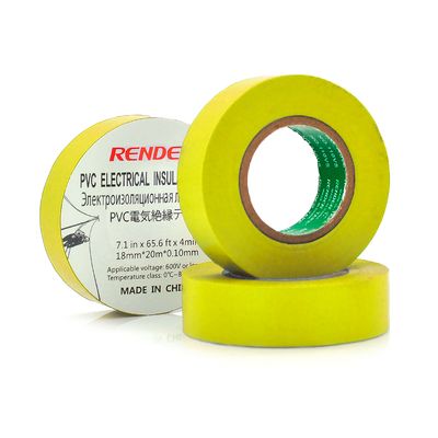 Ізолента RENDER 0,10 мм * 18 мм * 20 м (жовта), temp:-10 +80 ° С, 2000V, розтяж-180%, міцність 20Н / см, Агдезія 0,42 кг / 25мм, 10 шт. в уп. ціна за упак. 0,10мм*18мм*20м фото