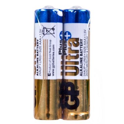 Батарейка GP ULTRA PLUS ALKALINE 1.5V 24AUP21-S2 лужна, LR03 пвх плівка 2 штуки в упаковці (48911992 4891199218132 фото