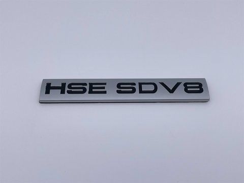 Емблема напис шильдик логотип HSE SDV8 Range Rover (Ренж Ровер) Land Rover (Ленд Ровер) (Сірий + чорний) lr027 фото товару