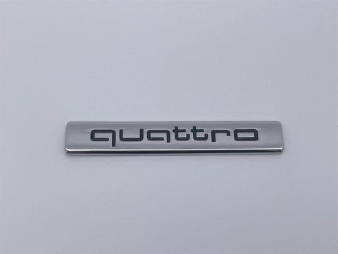 Эмблема шильдик логотип значок надпись QUATTRO крышки багажника Audi (Ауди) 94*16мм (Хром+черные буквы) Металл au038 фото товара