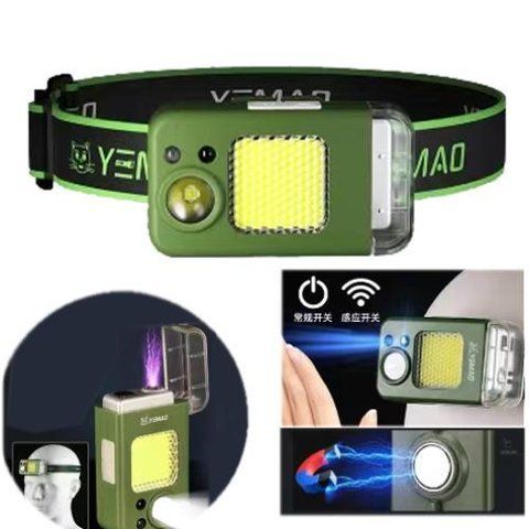 Фонарь налобный MULTIFUNCTIONAL YM-T618-LED+COB, Motion Sensor, Li-Ion аккум., зажигалка, ЗУ Type-C YM-T618-LED+COB фото товара