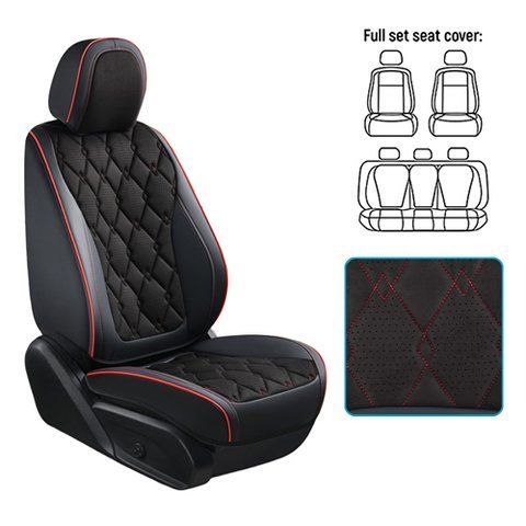 Набор чехлов V-8890 Bk/RdL полный к-т экокожа черные V-8890 Bk/RdL Full фото товара