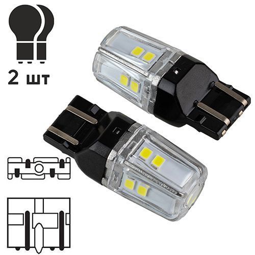 Лампа PULSO/габаритні/LED 7443/W3x16q/12SMD-2835/2контакта/9-36v/550/100lm/WHITE (LP-66443W) LP-66443W фото товару