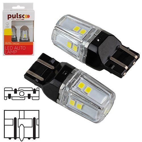 Лампа PULSO/габаритні/LED 7443/W3x16q/12SMD-2835/2контакта/9-36v/550/100lm/WHITE (LP-66443W) LP-66443W фото товару