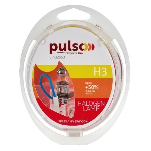 Лампы PULSO/галогенные H3/PK22S 12v55w+50% X-treme Vision/plastic box (LP-32553) LP-32553 фото товара