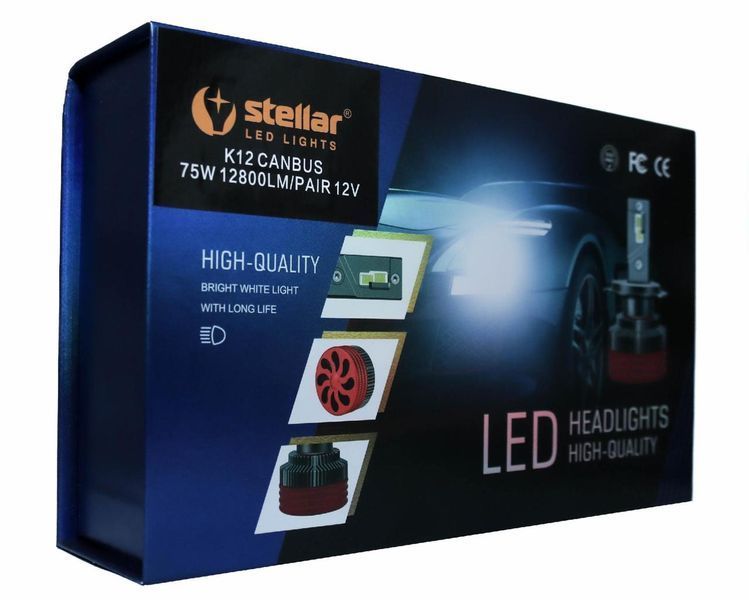 Светодиодные автолампы H4 STELLAR K12 LED 75W 6000K CAN BUS (2 шт.) 2627375122 фото товара