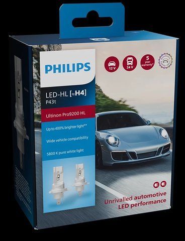 Комплект світлодіодних автоламп H4 LED 12/24V 18W 5800K P43T / LED ULTINON PRO9200 HL - НА 400% ЗБІЛЬШЕНИЙ СВІТЛОВИЙ ПОТІК / 2ШТ. 11342U92X2 фото товару
