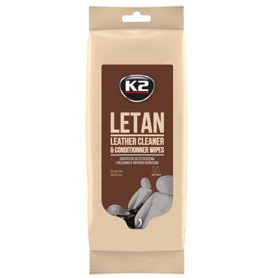Серветки вологі K2 Letan Wipes для очищення шкіряної оббивки 24 шт. (K210) K210 фото