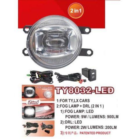 Фари дод. модель Toyota Cars/TY-8032L/LED-12V9W900Lm+DRL-12V2W200Lm/FOG+DRL/eл.проводка (TY-8032-LED TY-8032-LED 2в1 фото товару