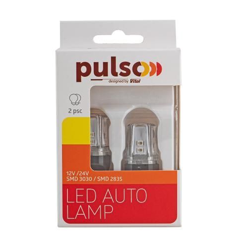 Лампа PULSO/габаритні/LED 7443/W3x16q/12SMD-2835/2контакта/9-36v/120/50lm/RED (LP-66443R) LP-66443R фото товару