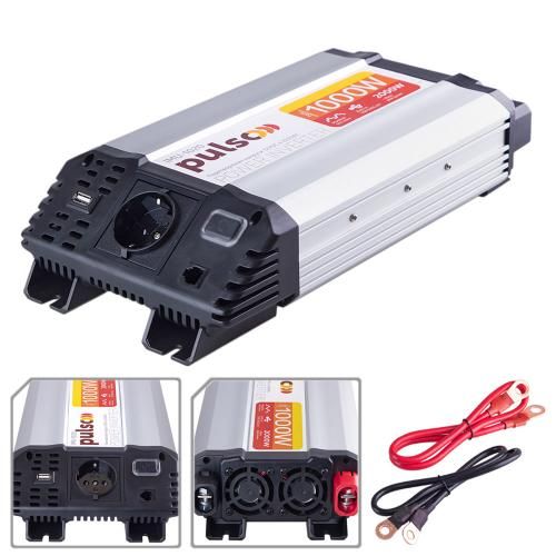 Перетворювач напруги PULSO/IMU-1020/12V-220V/1000W/USB-5VDC2.0A/мод.хвиля/клеми (IMU-1020) IMU-1020 фото