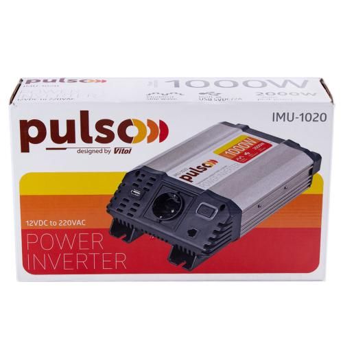 Перетворювач напруги PULSO/IMU-1020/12V-220V/1000W/USB-5VDC2.0A/мод.хвиля/клеми (IMU-1020) IMU-1020 фото