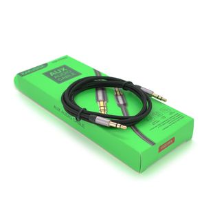 Кабель iKAKU KSC-389 ROUYA AUX Audio DC3.5 тато-тато 1.0м, GOLD Stereo Jack, (круглий) Black cable, Box YT-AUXGJ(M)/(M)-KSC-389-B фото