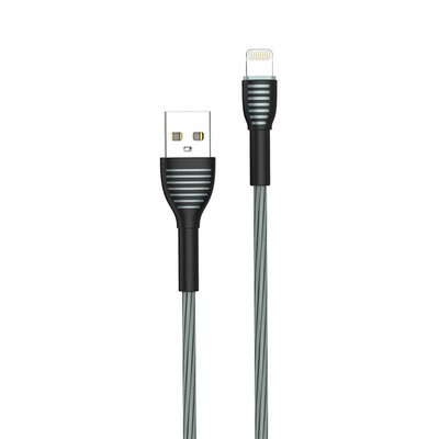 Кабель ColorWay USB - Lightning (M/M), braided cloth, 3 А, 1 м, Gray (CW-CBUL041-GR) CW-CBUL041-GR фото