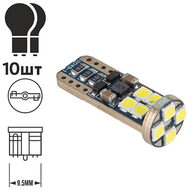 Лампа PULSO/габаритна/LED T10/12SMD-3030 CANBUS/12v/1,3w/140lm White (LP-60392) LP-60392 фото