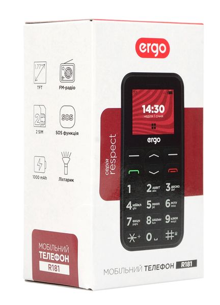 Мобiльний телефон Ergo R181 Dual Sim Black R181 Black фото