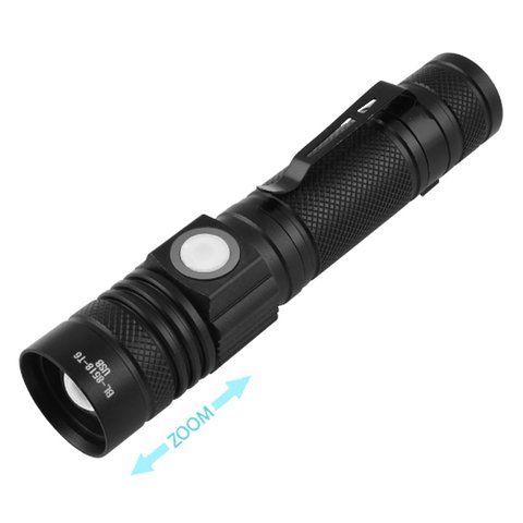Ліхтар 518/8518-T6, 1х18650, затискач, zoom, ЗУ microUSB, Box (518/8518-T6) 518/8518-T6 фото товара