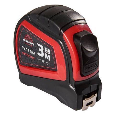 Рулетка 3 м &times; 16 мм автостоп Vitals Master 181727 фото товара