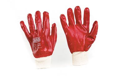 Перчатки с ПВХ покрытием р10 (красные манжет без хеддера) СИЛА 481215 фото