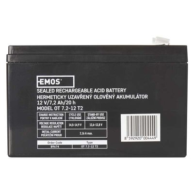 Акумуляторна батарея Emos B9674 12V 7.2AH (FAST.6.3 MM) AGM B9674 фото