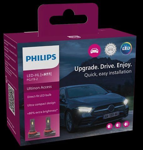 Комплект світлодіодних автоламп H11 LED 12V 20W 6000K PGJ19-2 / ULTINON ACCESS 2500 / ХОЛОДНЕ БІЛЕ СВІТЛО / 2ШТ. 11362U2500CX фото товару