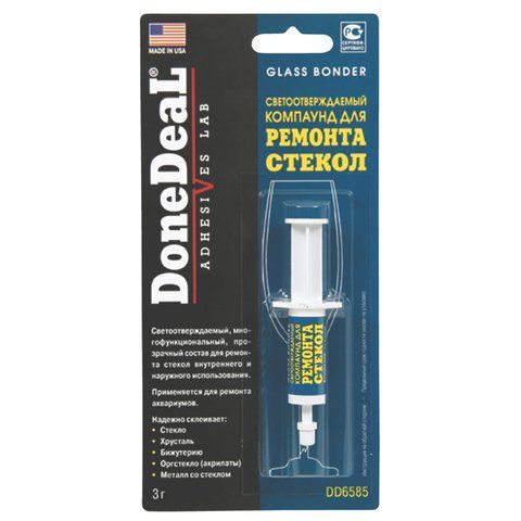 Клей для скла та дзеркал Done Deal прозорий 3 г (DD6585) DD6585 фото товару
