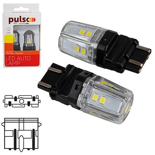 Лампа PULSO/габаритні/LED 3157/W2.5x16q/12SMD-2835/2контакта/9-36v/550/100lm/WHITE (LP-66315W) LP-66315W фото товару