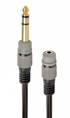 Аудіо-кабель Cablexpert 3.5 мм - 6.35 мм (F/M), 0.2 м, чорний (A-63M35F-0.2M) A-63M35F-0.2M фото
