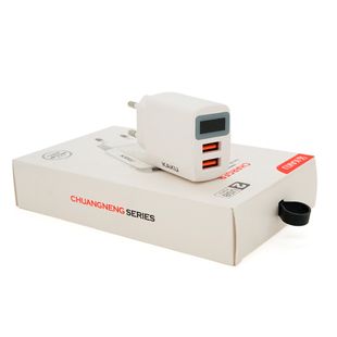 СЗУ AC100-240V iKAKU KSC-180 CHUANGNENG, 2xUSB, 2.4A, з цифровим дисплеєм, White, Box KSC-180-CHUANGNENG фото