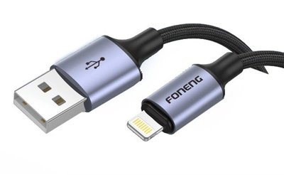 Кабель Foneng X95 Metal Head Braided Cable (3A) USB - Lightning 1.2м Black (X95-CA-IP) X95-CA-IP фото