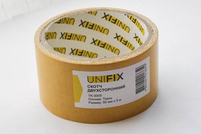 Стрічка клейка двостороння на тканинній основі 50мм*5м UNIFIX TK-5005 фото