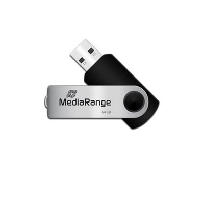 Флеш-накопичувач USB2.0 64GB MediaRange Black/Silver (MR912) MR912 фото
